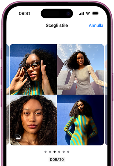 Stili fotografici su iPhone 16, che permettono di regolare tonalità e colore