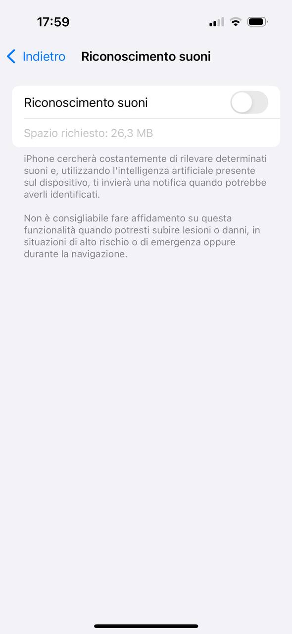 Riconoscimento suoni iphone