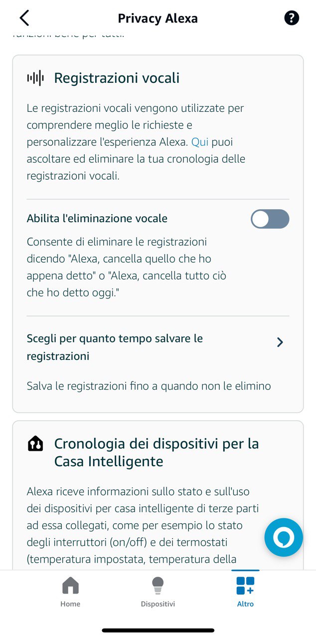 Registrazioni vocali alexa