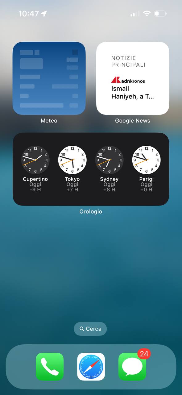 Widget meteo e orologio su iphone