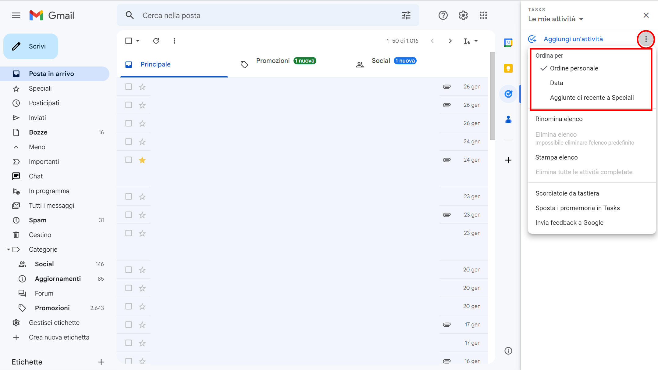 Ordinare un elenco di attività Ordinare un elenco di attività