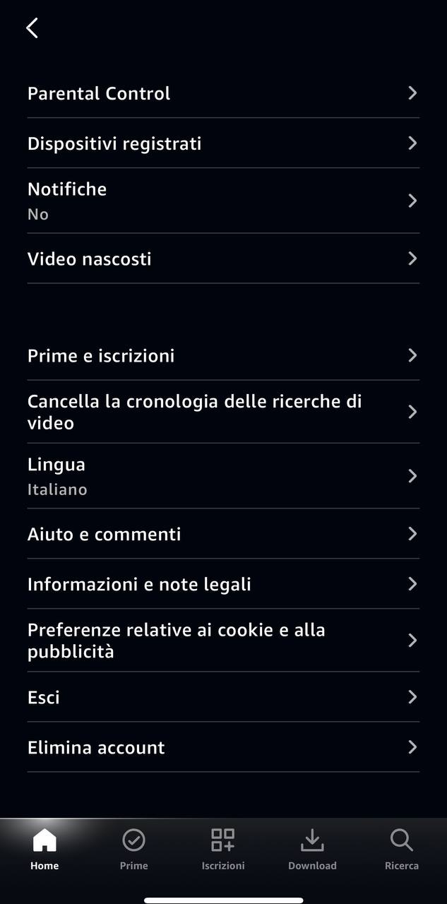 Amazon Prime, cancellare cronologia