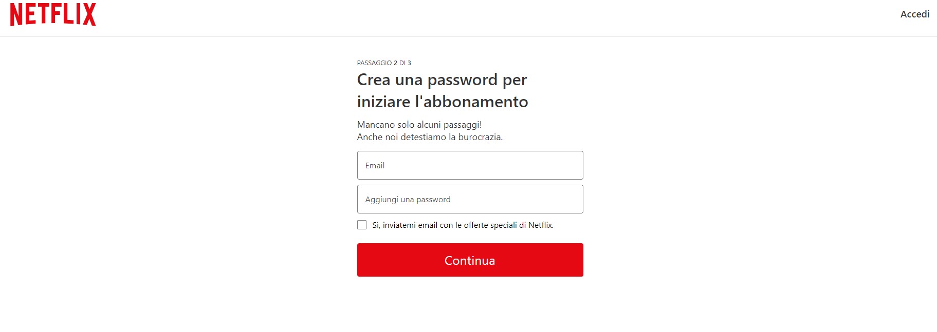 Creare account Netflix