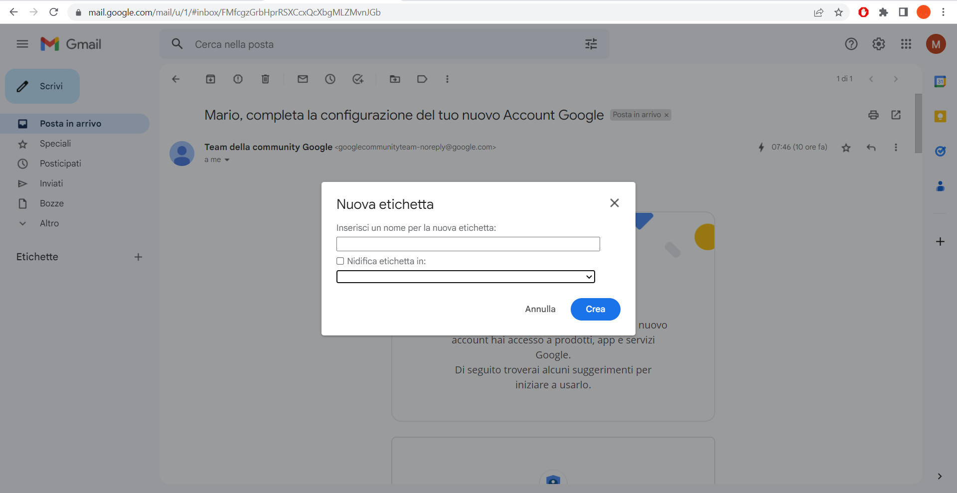 Nidificare etichetta Gmail Nidificare etichetta Gmail