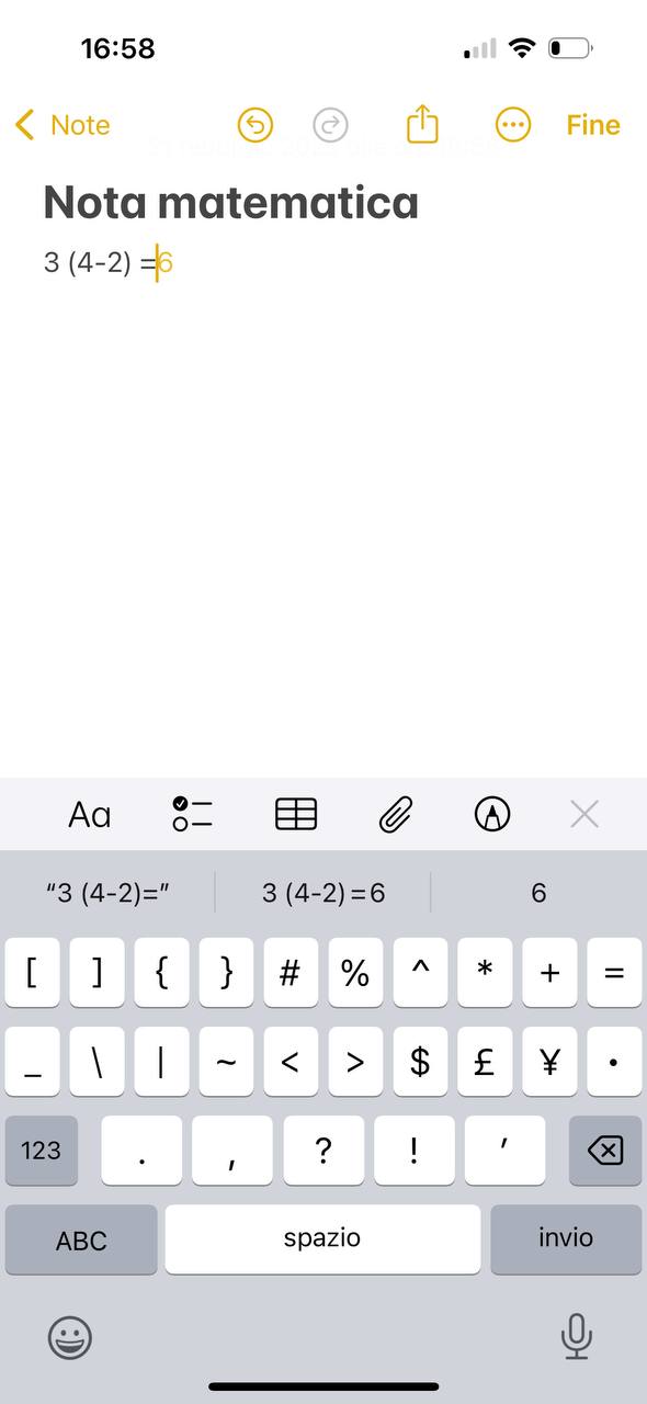 Nota matematica su iPhone