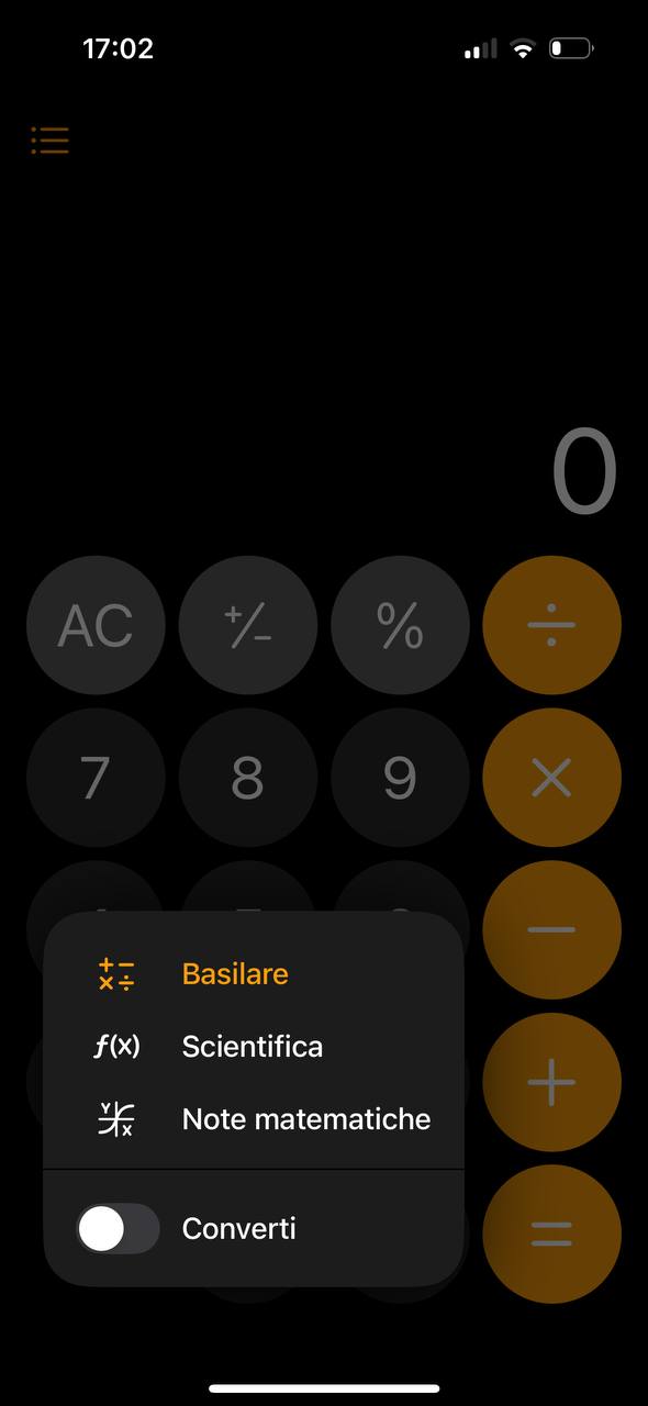 Nota matematica su iphone da calcolatrice