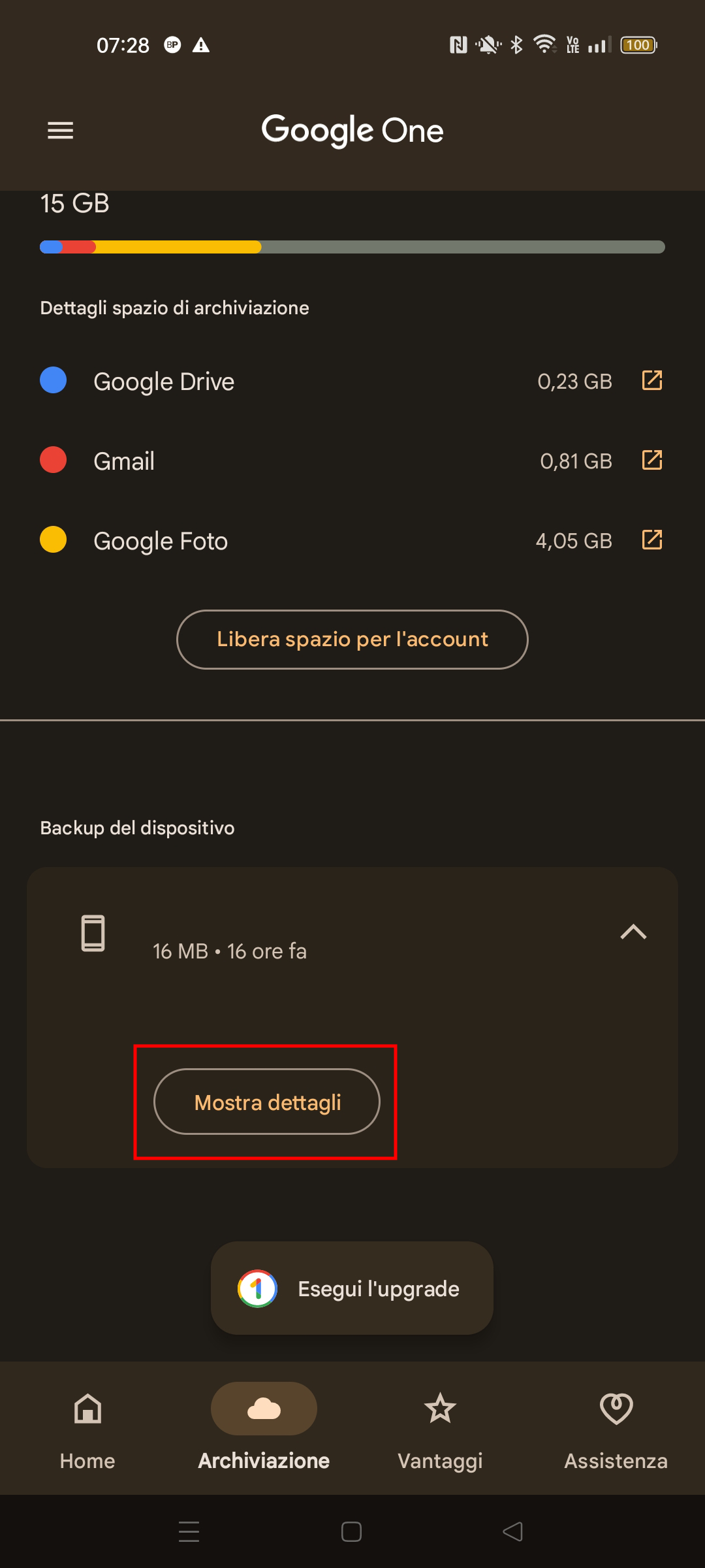 Backup automatico Android con Google One Backup automatico Android con Google One