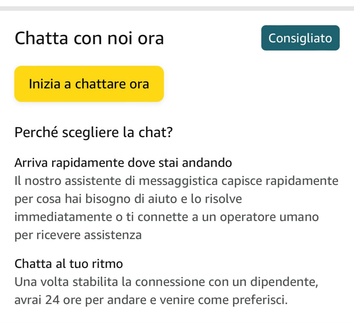 Amazon, chiamate con operatore