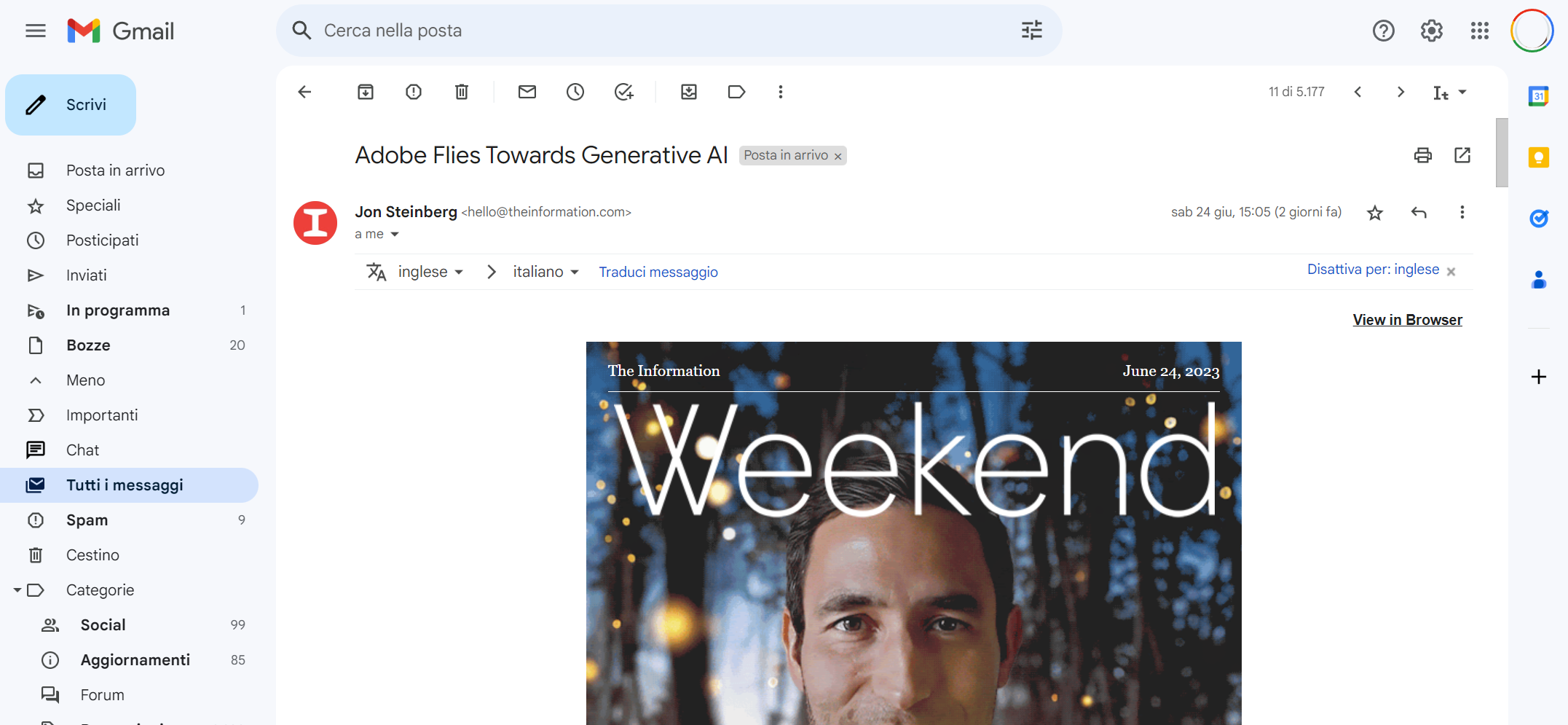 Mail su gmail con possibilità di traduzione Mail su gmail con possibilità di traduzione