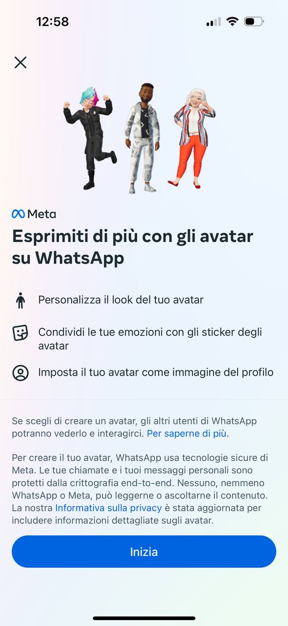 Crea avatar su whatsapp