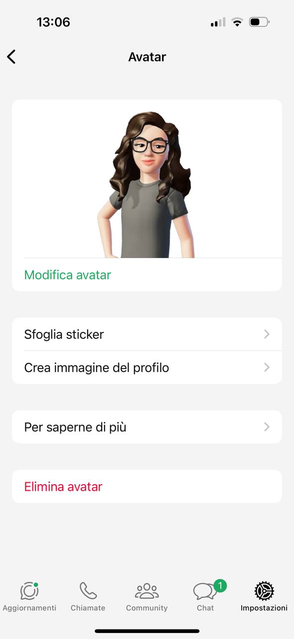 Eliminare avatar