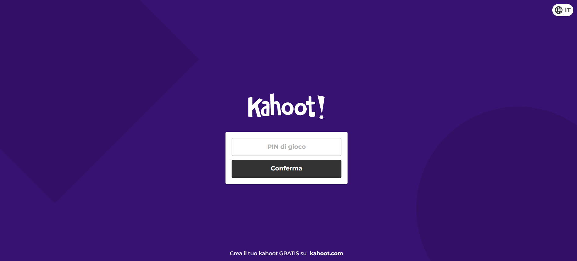 Kahoot home page
