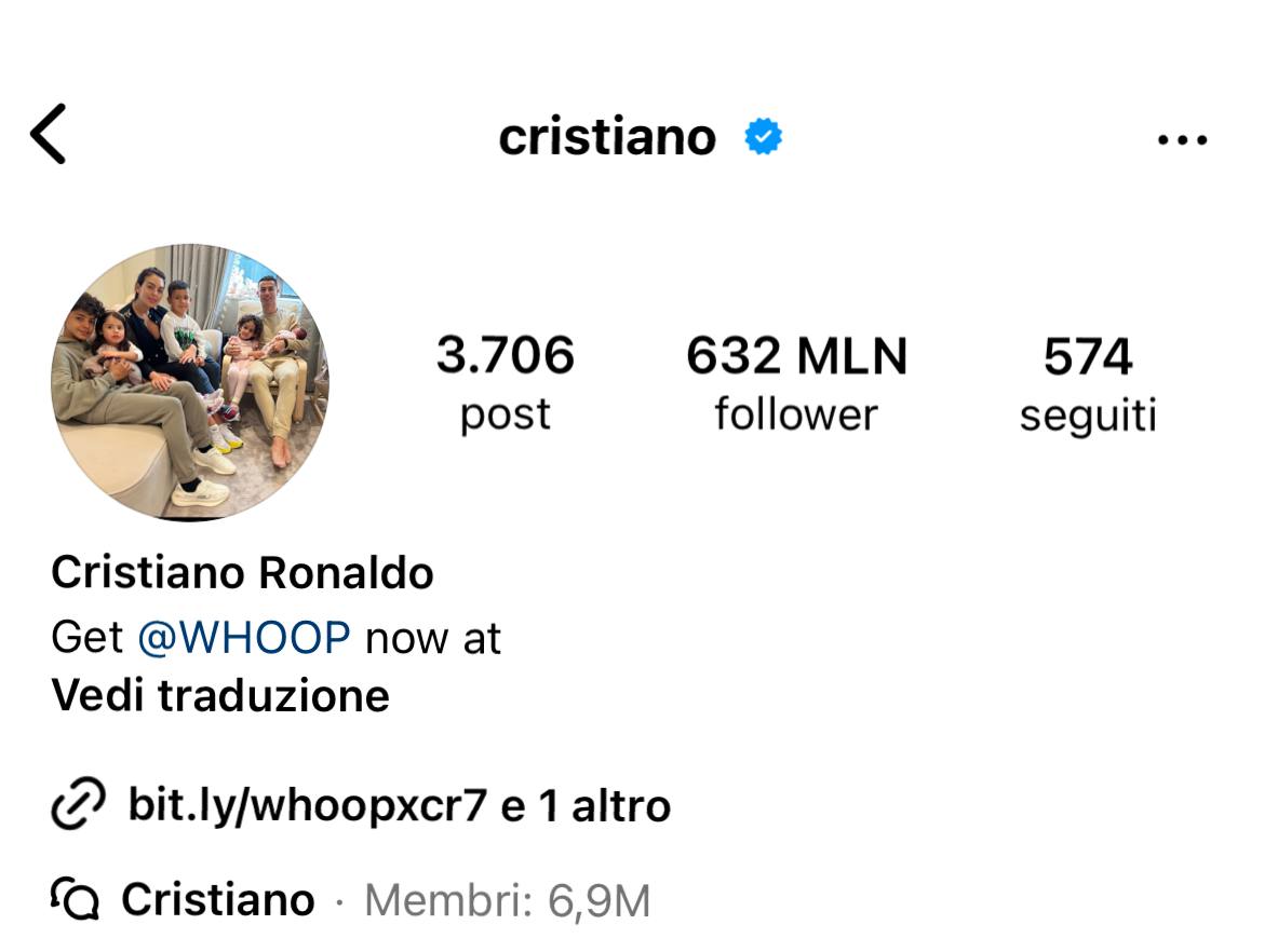 Cristiano Ronaldo Profilo Instagram