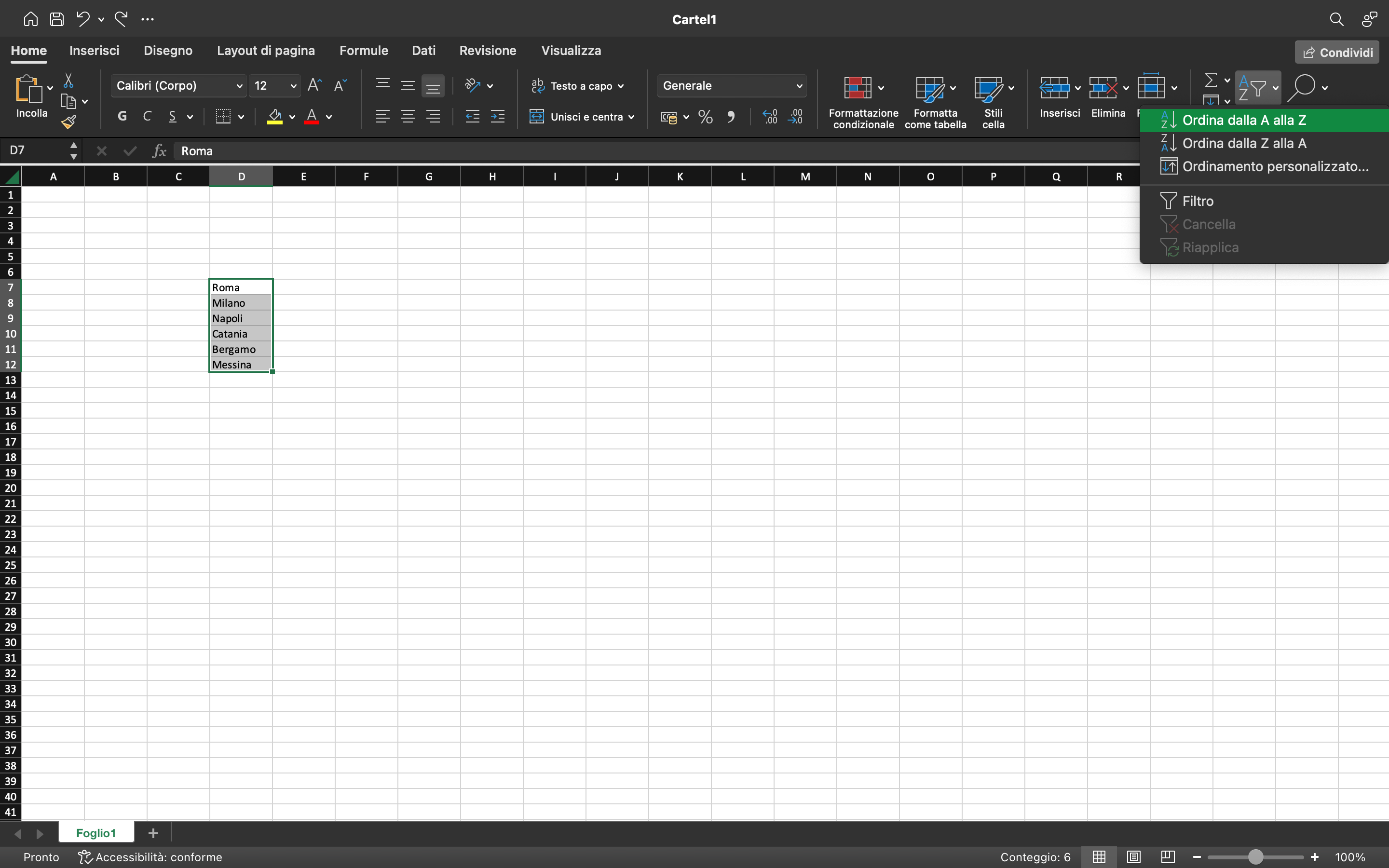 Excel ordinare in ordine alfabetico Excel ordinare in ordine alfabetico