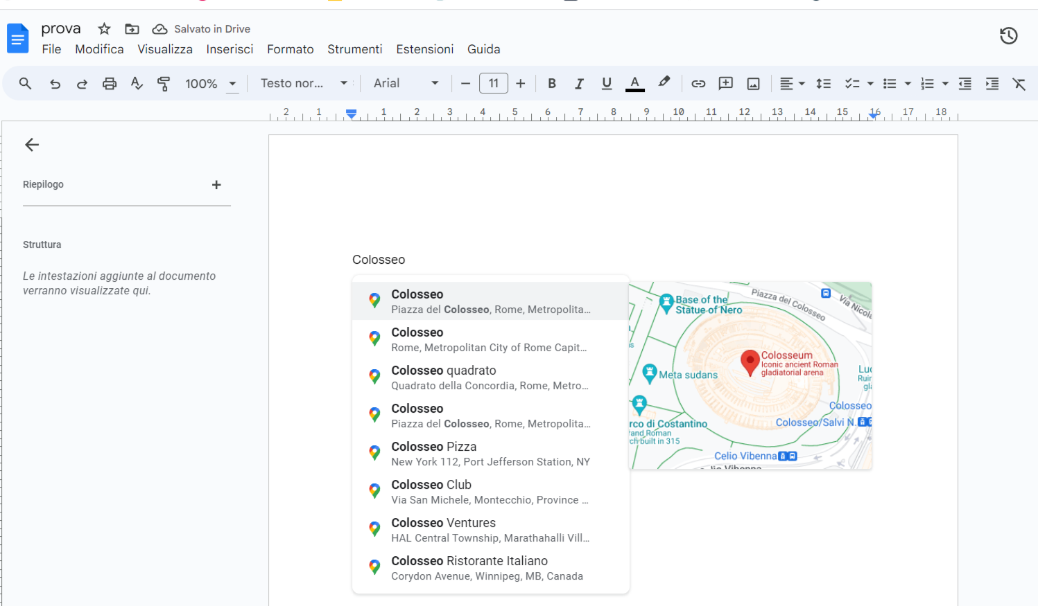 Chip di luogo in Google Documenti Chip di luogo in Google Documenti