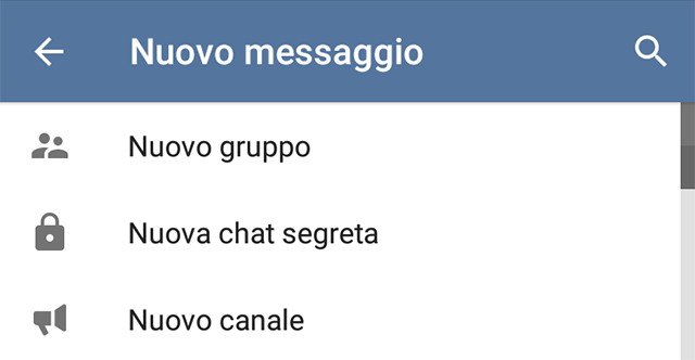 avviare chat segreta telegram